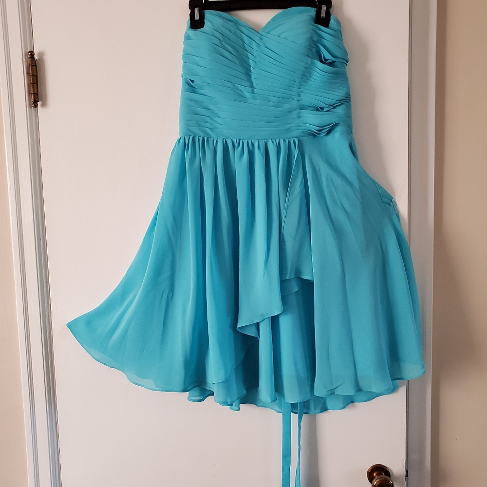 Turquoise blue bridesmaid/ prom dress